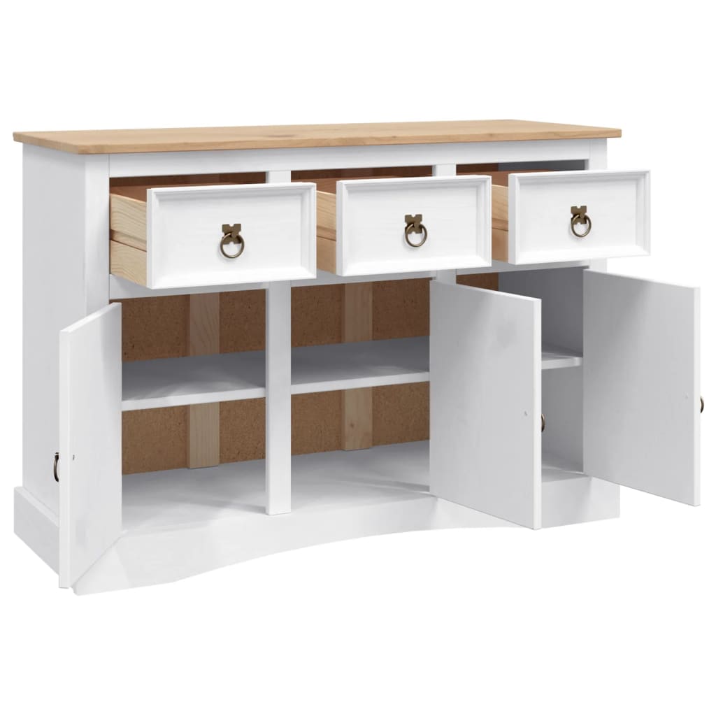 Sideboard Solid Mexican Pinewood Corona Range White 132x43x78 cm