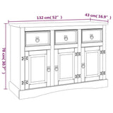 Sideboard Solid Mexican Pinewood Corona Range White 132x43x78 cm