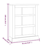 3-Tier Bookcase Mexican Pine Corona Range White 81x29x100 cm