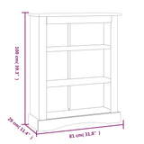 3-Tier Bookcase Mexican Pine Corona Range White 81x29x100 cm - Close-Up Angle