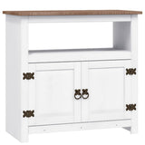 TV Cabinet Mexican Pine Corona Range White 80x43x78 cm - Front View
