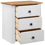 Bedside Cabinet White 46x40x57 cm Pinewood Panama Range - Front View