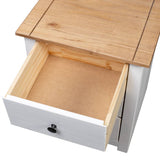 Bedside Cabinet White 46x40x57 cm Pinewood Panama Range - Close-Up Angle