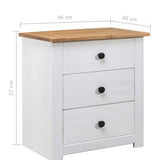 Bedside Cabinet White 46x40x57 cm Pinewood Panama Range - Extra Image