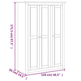 3-Door Wardrobe 118x50x171.5 cm Pine Panama Range - Extra Image
