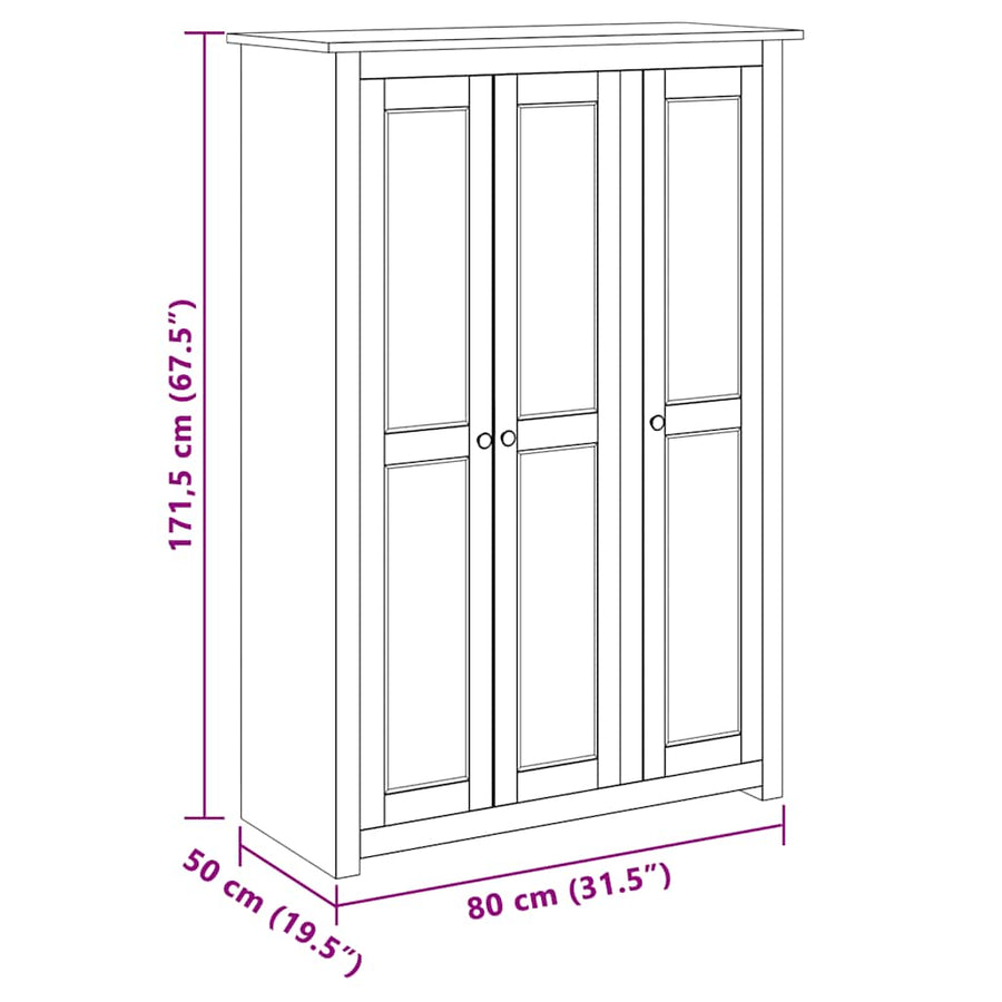 3-Door Wardrobe 118x50x171.5 cm Pine Panama Range