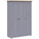 3-Door Wardrobe Grey 118x50x171.5 cm Pine Panama Range - Front View