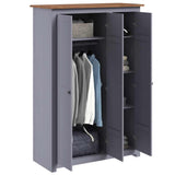 3-Door Wardrobe Grey 118x50x171.5 cm Pine Panama Range