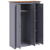 3-Door Wardrobe Grey 118x50x171.5 cm Pine Panama Range