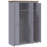 3-Door Wardrobe Grey 118x50x171.5 cm Pine Panama Range - 45-Degree Angle
