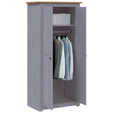 Wardrobe Grey 80x50x171.5 cm Solid Pine Panama Range - Side View