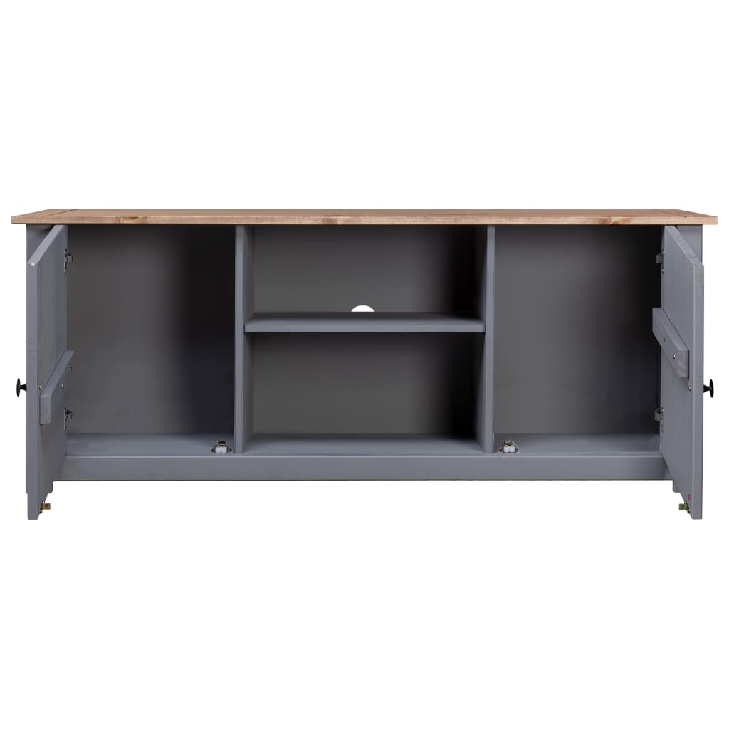 Tv Cabinet Grey 120x40x50 Cm Solid Pine Wood Panama Range