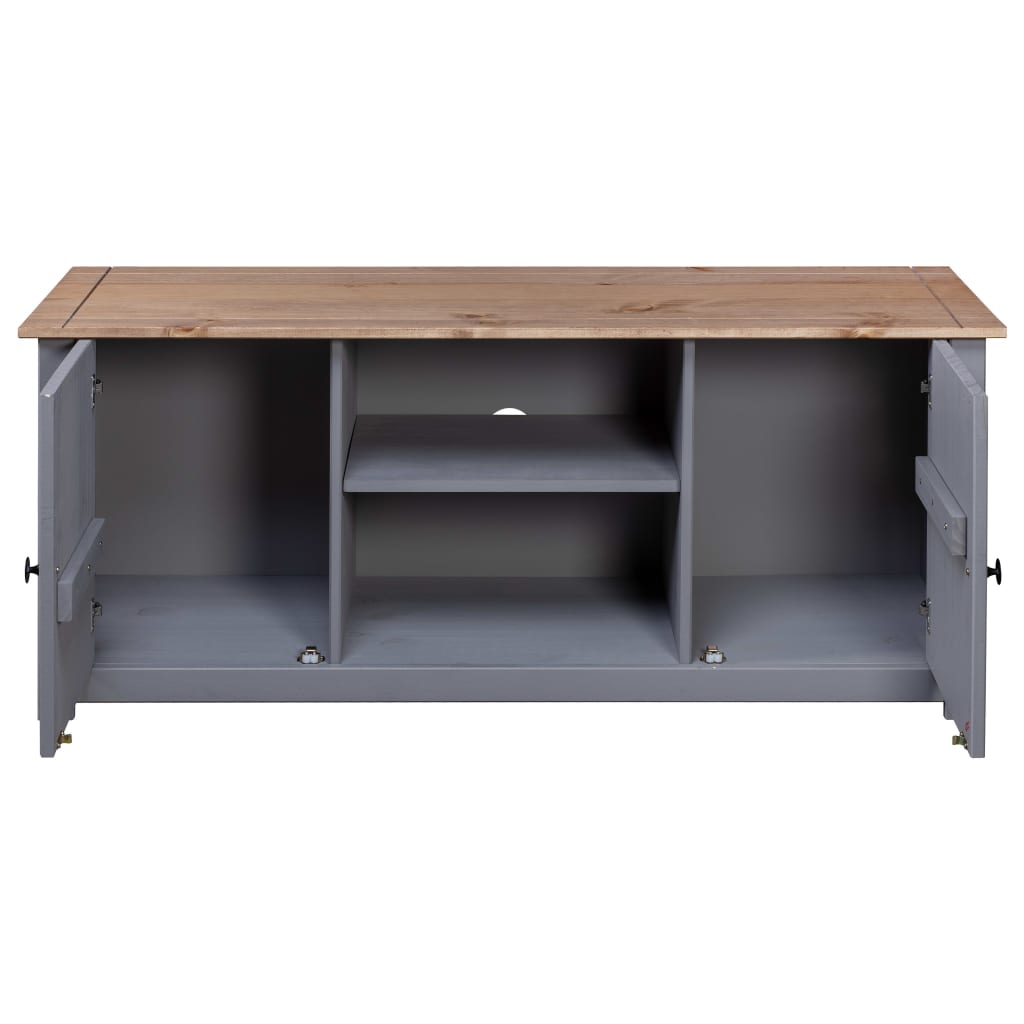 Tv Cabinet Grey 120x40x50 Cm Solid Pine Wood Panama Range