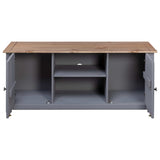 Tv Cabinet Grey 120x40x50 Cm Solid Pine Wood Panama Range - Rear View