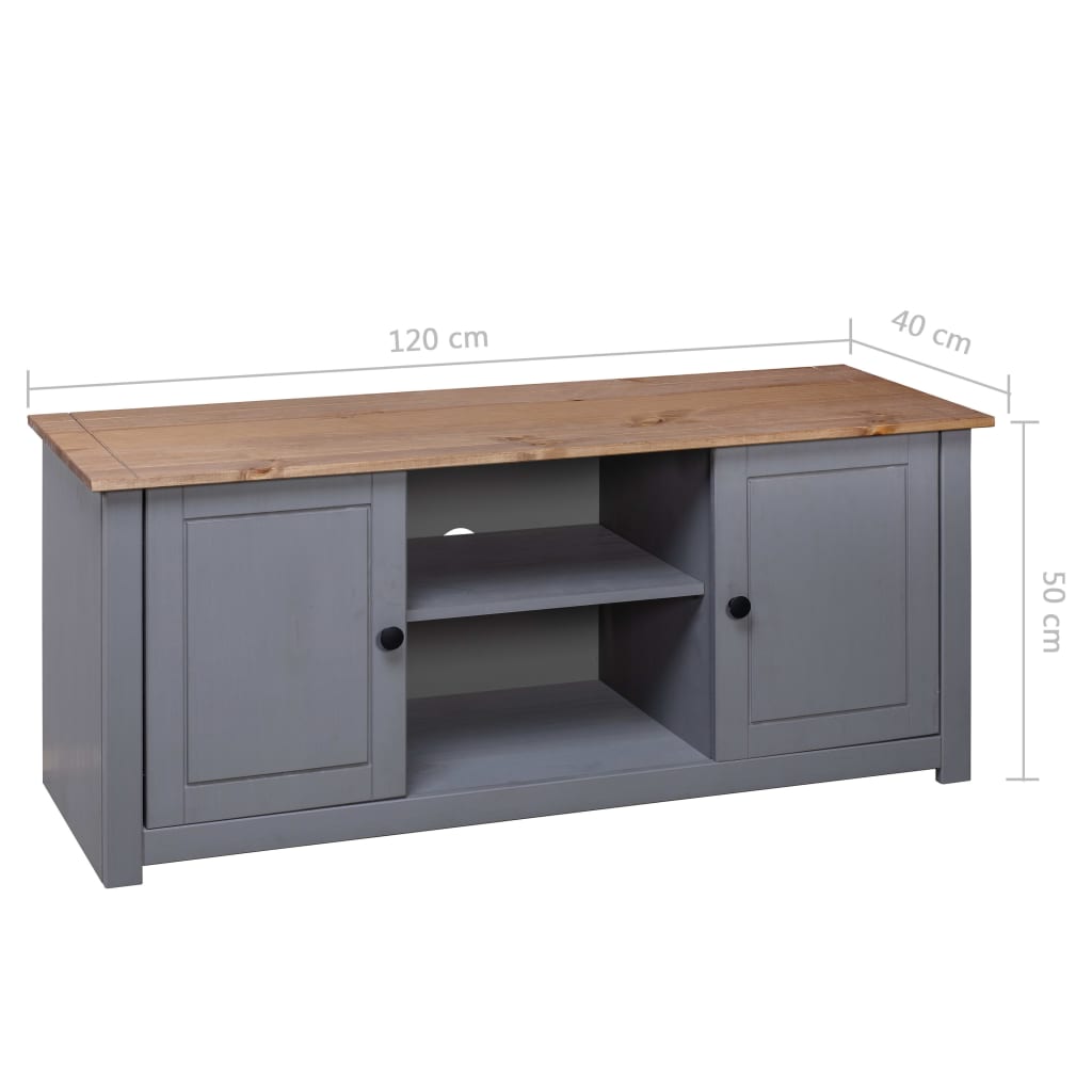 Tv Cabinet Grey 120x40x50 Cm Solid Pine Wood Panama Range