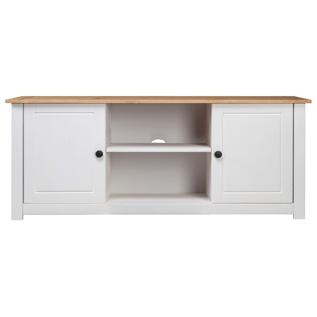 Tv Cabinet White 120x40x50 Cm Solid Pine Wood Panama Range
