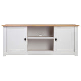 Tv Cabinet White 120x40x50 Cm Solid Pine Wood Panama Range - Front View
