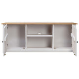 Tv Cabinet White 120x40x50 Cm Solid Pine Wood Panama Range