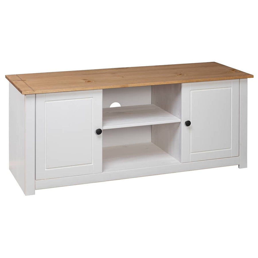 TV Cabinet White 120x40x50 cm Solid Pine Wood Panama Range