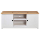 Tv Cabinet White 120x40x50 Cm Solid Pine Wood Panama Range