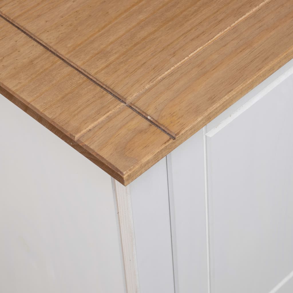 Tv Cabinet White 120x40x50 Cm Solid Pine Wood Panama Range