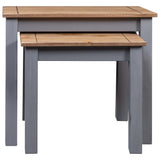 Nesting Tables 2 pcs Grey Solid Pine Wood Panama Range - Front View