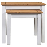 Nesting Tables 2 pcs White Solid Pine Wood Panama Range - Front View
