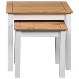 Nesting Tables 2 pcs White Solid Pine Wood Panama Range - Top-Down View
