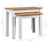 Nesting Tables 2 pcs White Solid Pine Wood Panama Range