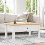 Coffee Table White 100x60x43.5 cm Solid Pine Wood Panama Range