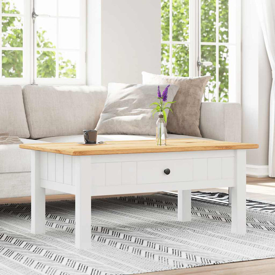 Coffee Table White 100x60x43.5 cm Solid Pine Wood Panama Range
