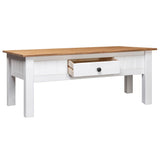 Coffee Table White 100x60x43.5 cm Solid Pine Wood Panama Range - Side View