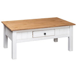 Coffee Table White 100x60x43.5 cm Solid Pine Wood Panama Range - Top-Down View