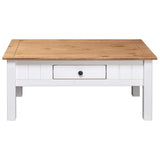 Coffee Table White 100x60x43.5 cm Solid Pine Wood Panama Range - 45-Degree Angle