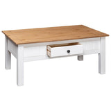 Coffee Table White 100x60x43.5 cm Solid Pine Wood Panama Range - Rear View