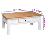 Coffee Table White 100x60x43.5 cm Solid Pine Wood Panama Range