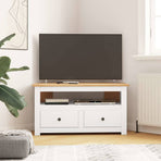 Corner TV Cabinet White 93x49x49 cm Solid Pine Panama Range