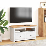 Corner TV Cabinet White 93x49x49 cm Solid Pine Panama Range
