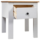 Bedside Cabinet White 46x40x57 cm Pine Panama Range - Front View
