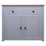 Sideboard Grey 93x40x80 Cm Solid Pinewood - Front View