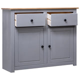 Sideboard Grey 93x40x80 cm Solid Pinewood Panama Range - Side View
