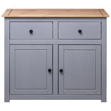 Sideboard Grey 93x40x80 cm Solid Pinewood Panama Range - 45-Degree Angle