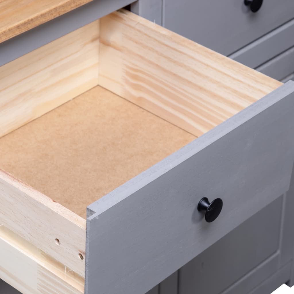 Sideboard Grey 93x40x80 Cm Solid Pinewood