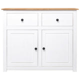 Sideboard White 93x40x80 cm Solid Pinewood Panama Range - Front View