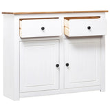 Sideboard White 93x40x80 cm Solid Pinewood Panama Range - Side View