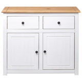 Sideboard White 93x40x80 Cm Solid Pinewood - 45-Degree Angle