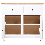 Sideboard White 93x40x80 cm Solid Pinewood Panama Range - Close-Up Angle