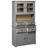 Highboard Grey 93x40.5x180 cm Solid Pine Panama Range - Front View