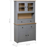Highboard Grey 93x40.5x180 cm Solid Pine Panama Range - Close-Up Angle