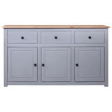 Sideboard Grey 135x40x80 cm Solid Pinewood Panama Range - Front View